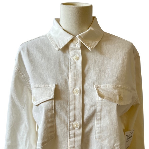 GOOD AMERICAN SHIRT NWT S CLOUD WHITE IVORY WESTERN CASUAL MINIMALIST CLASSIC - Picture 3 of 12